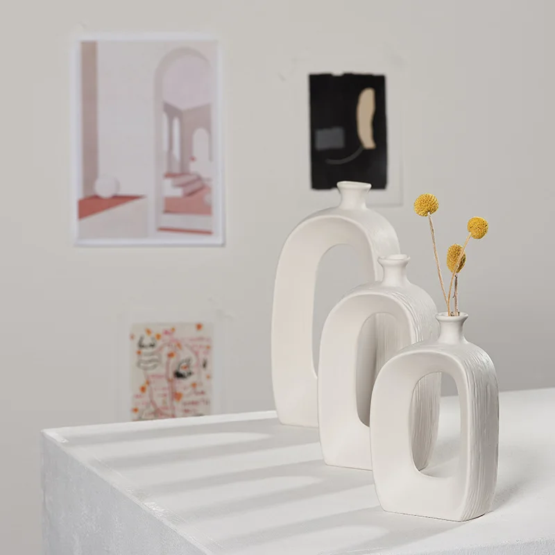 Wholesale small white ceramic vase modern nordic home decoration ceramic flower vase