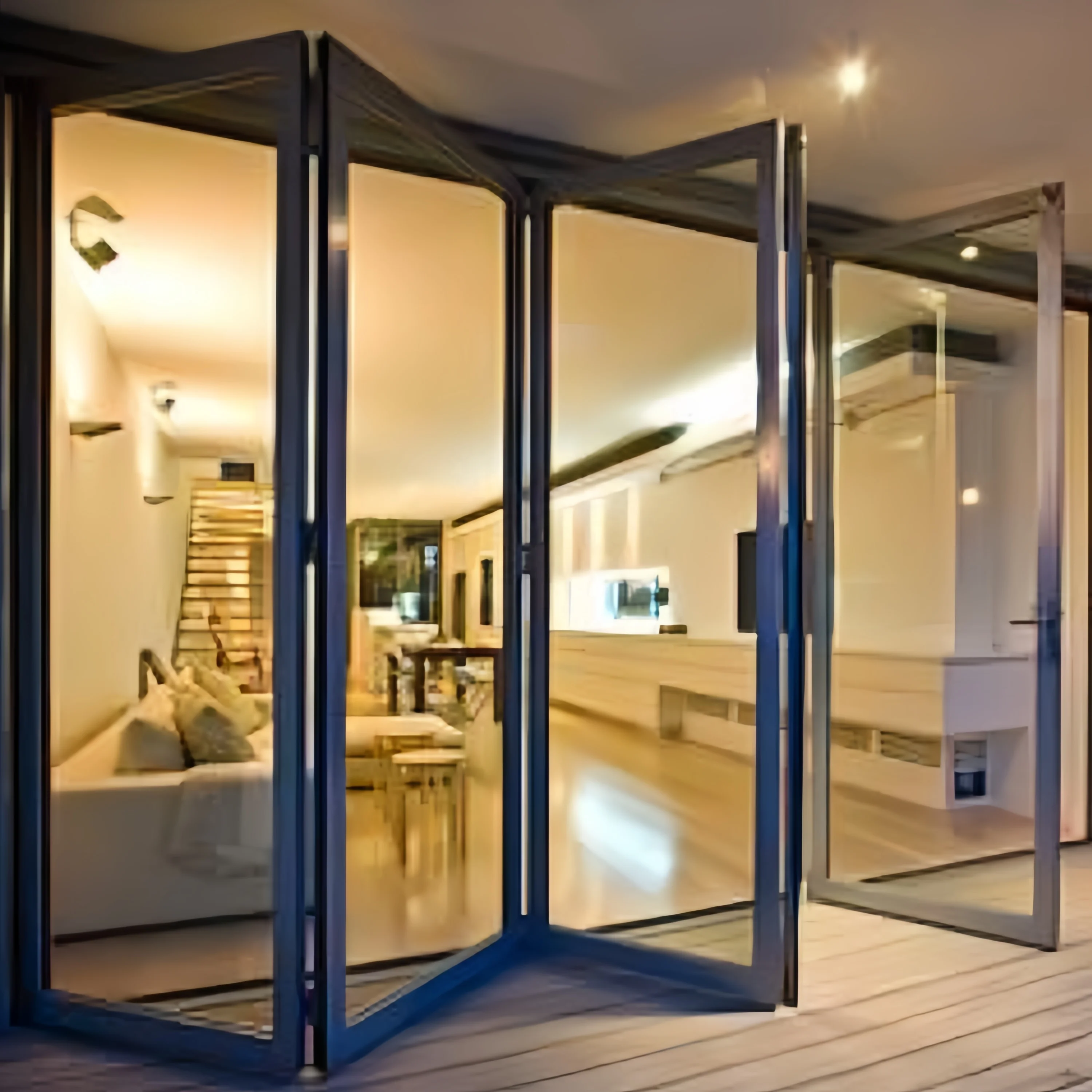 Customized hot sale Thermal Broken Aluminium Alloy balcony folding door double tempered glass Exterior Bi Fold Doors for sale