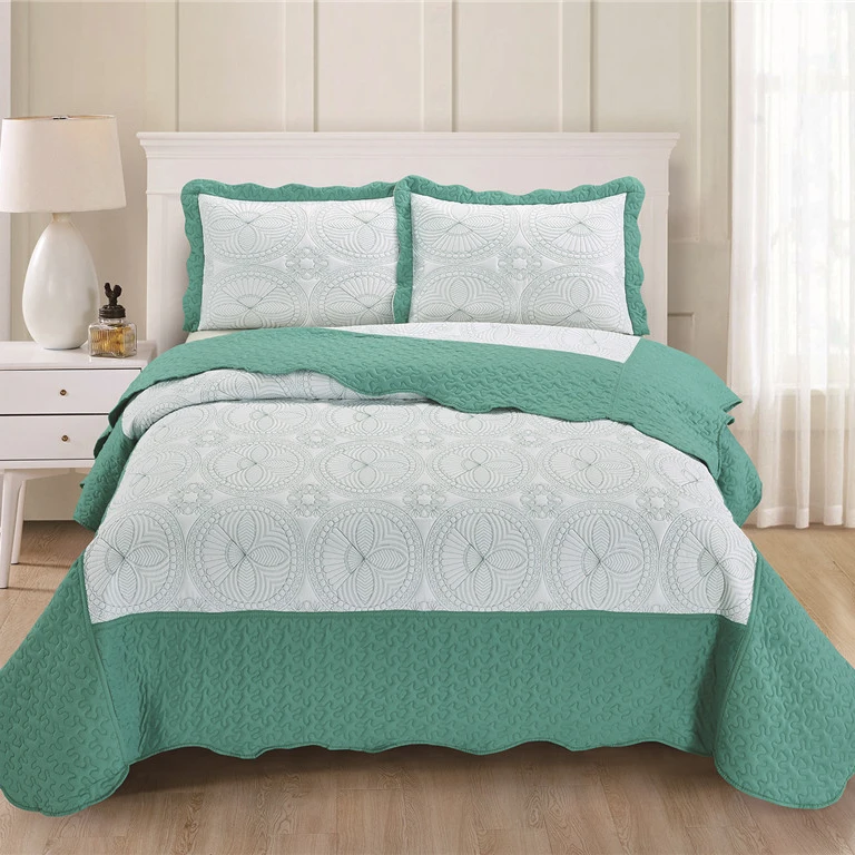 Embroidery Bedspread Set Microfiber Bedding Quilts Made In China Bedspread Sets Bedding