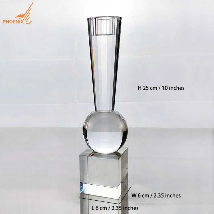 Luxury K9 Unique Modern Square Clear Base Elegant Glass Crystal Taper Candlestick Pillar Holder For Decorations