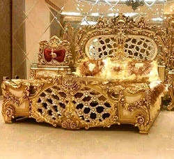 Роскошный стиль Королевский Императорский ручной работы золотой листовой антикварная кровать для главной спальни мебель деревянная размера «king-size» двуспальная