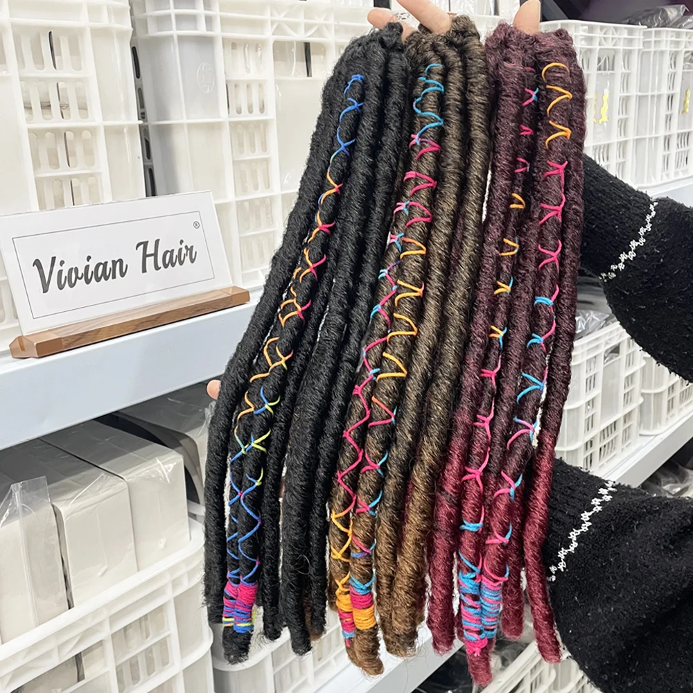 Vivian hair Wholesale Synthetic Crochet Hair Dreadlocks With Color Line Faux Locs Crochet Braid Hair Extensions Synthetic Braids