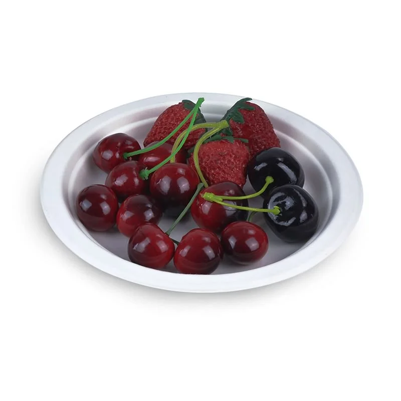 Disposable biodegradable bagasse paper pulp cake pan Eco friendly sugarcane round food fruit tray tableware for wedding party