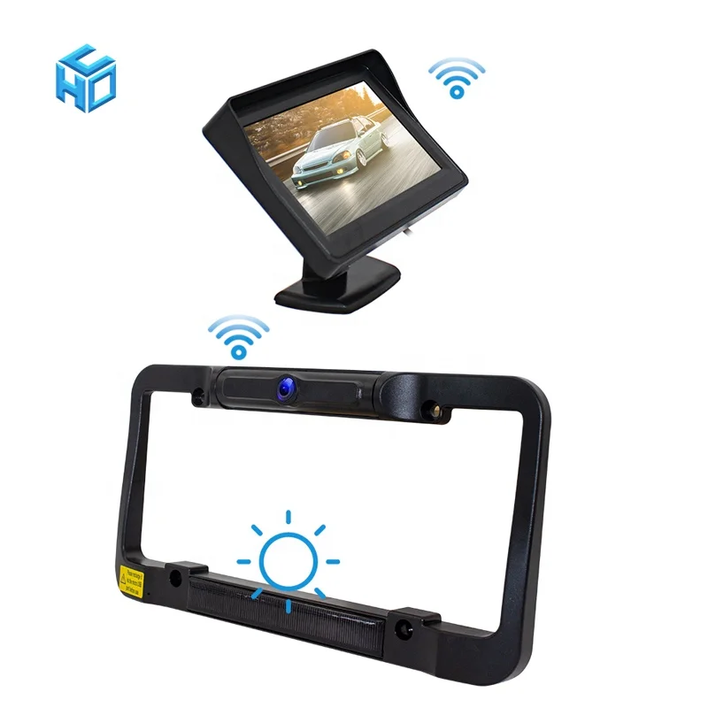 Truck Wireless Rear Camera Parking Monitor Kit Rearview Cigarette Wifi US License Plate Solar Reverse Car Backup Camera System
