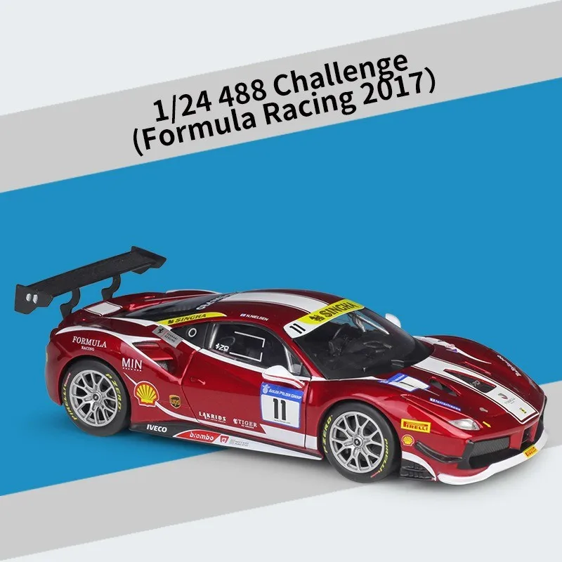 Hot Selling 1:24 488 Challenge 2017 Formula Racing Alloy Toys Car Model Simulation Metal Car Toys Diecast Car For Collection