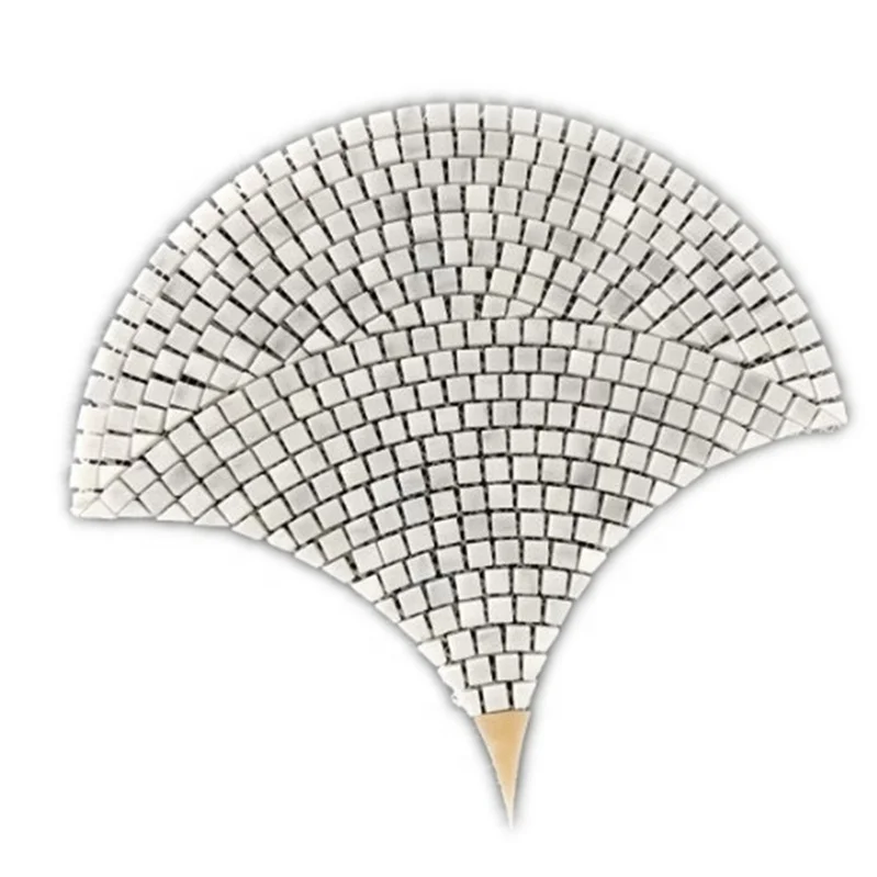 Fan-Shaped Gold Brass Marble Mosaic Tile Living Room  Wall Flooring Tile Mosaic