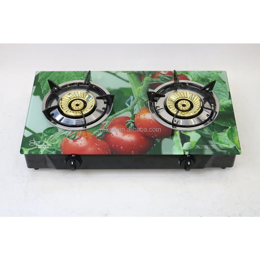 High burning efficient tempered glass top 2 copper burners gas stove Gas cooktop
