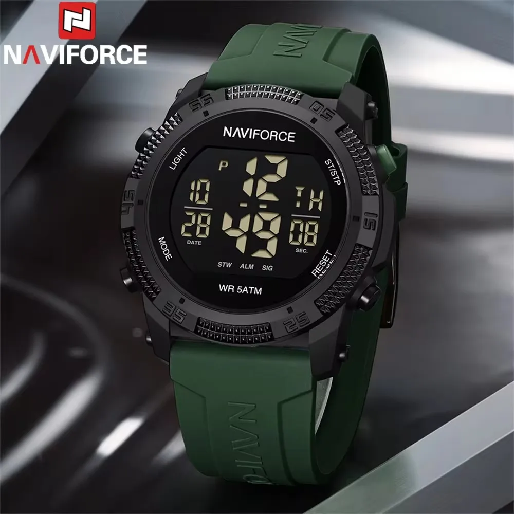 NAVIFORCE 7104 Electronic Watches For Men Luxury Fashion Waterproof Silicone Band Male Calendar Wristwatches Reloj Hombre Clock