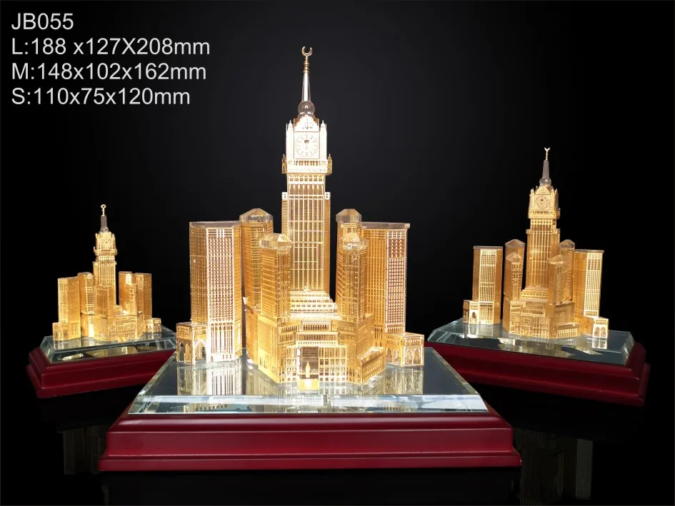 New arrival crystal makkah & clock tower model souvenir
