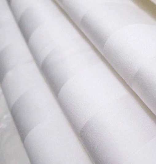 High Quality Small MOQ Encryption  Sateen Stripe Viscose Cotton CVC Fabric for Hotel Bedding Sets