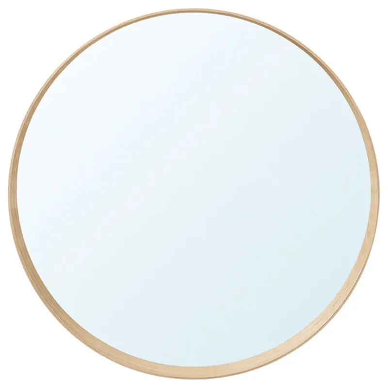 
MOK Oem Decorative Wooded Wall Mounted Bathroom Wood Frame Round Mirror 