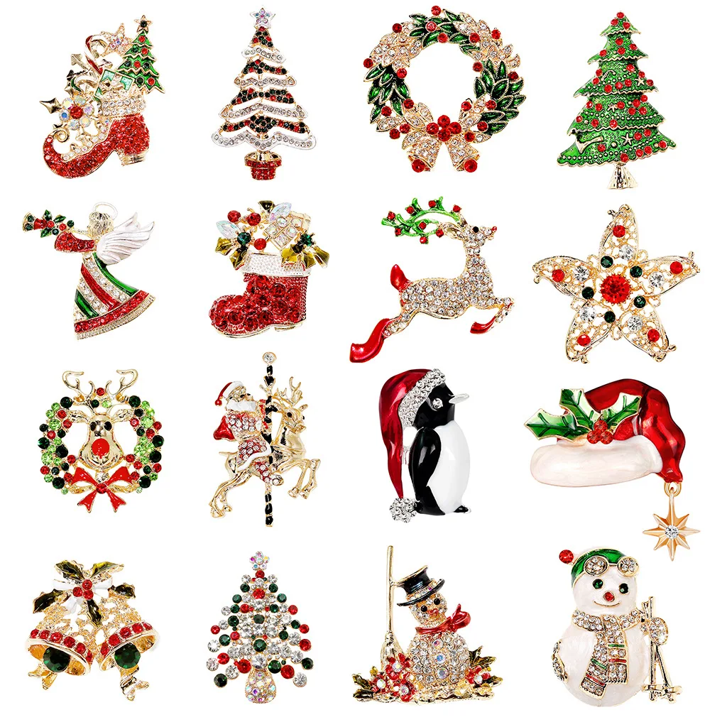 Christmas Brooch Pin Snowman Fashion Jewelry Gift Christmas Decoration Santa Brooch Pin