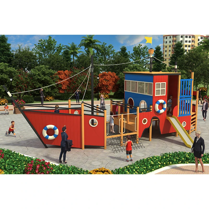 Pirate ship and slide is LETIAN factory made by for the steel and plastic amusement park equipment