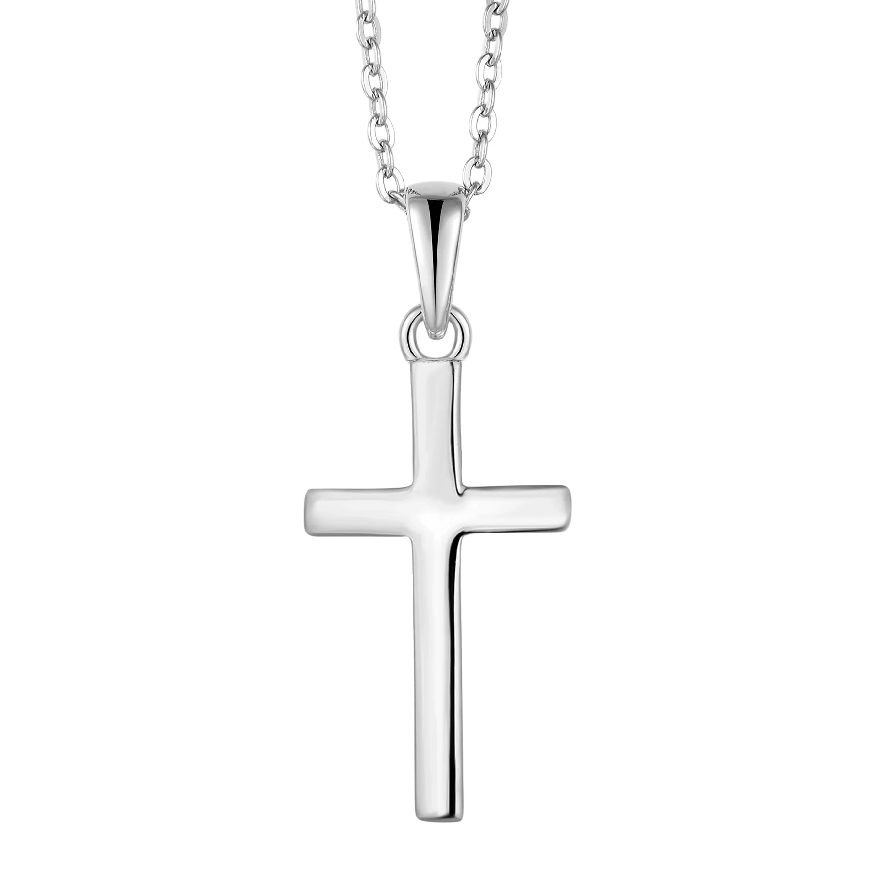 Wholesale America Hiphop Jewelry plain polished 925 sterling silver tiny cross pendant necklace