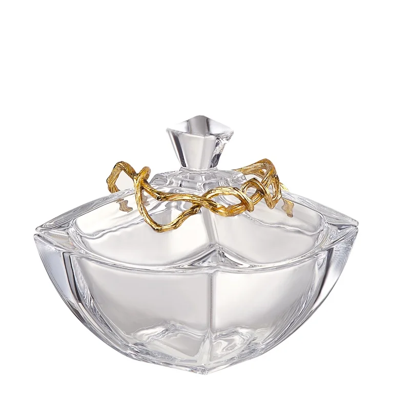 NOSHMAN Home Kitchen Office Decor Elegant Glass Storage Jars Creative Sugar Bowl with Lid Glass Candy Jar