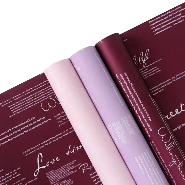 
waterproof pp plastic flower wrapping paper Wholesale custom english printing flower wrapping paper 