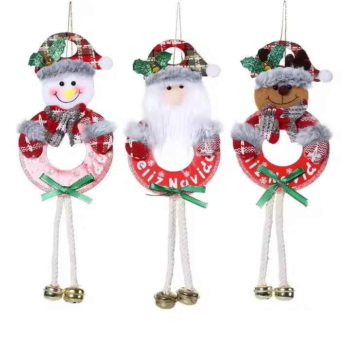 2024 New Xmas Supplies Santa Snowman Reindeer Doll Hanging Tree Pendants Ornaments Christmas With Bells KT board New Year