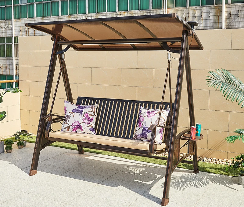 Luxury Leisure patio Courtyard Three seats swing chair wholesale