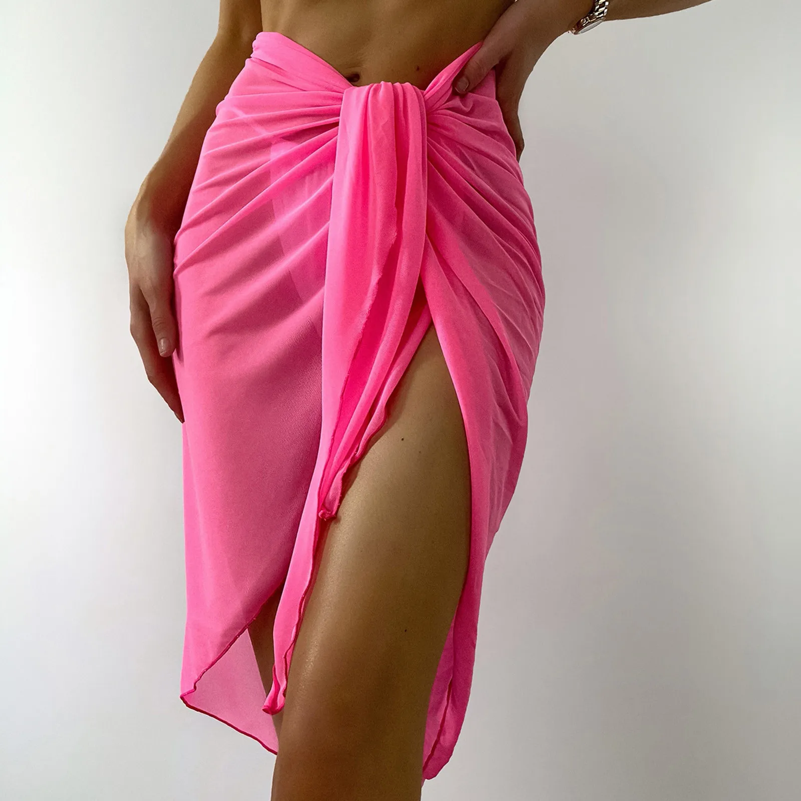 Luxury Long Wrap Cool See Through 100% Polyester Swimsuits Swimwear Women Bathing Suit Cover up Beachwear
