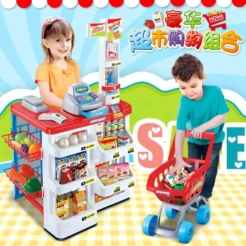 Wholesale Luxury Home Supermarket Play Scanner Shopping Cart Big Kitchen Set Toy,Kids Kitchen Set Toy Pretend Play,Kitchen Toy