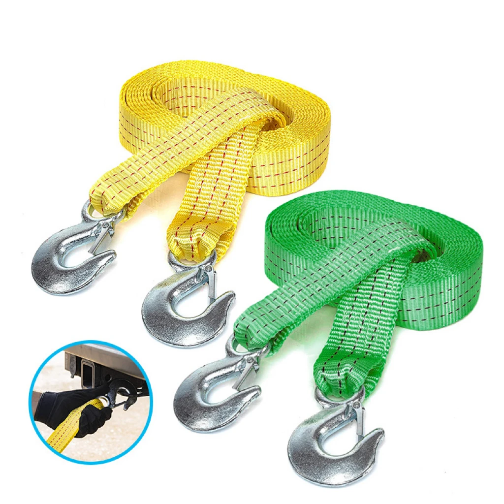 High Quality Reflector Elastic Kinetic Snatch Strap Emergency metal hook Tow Strap Rope ratchet tie down