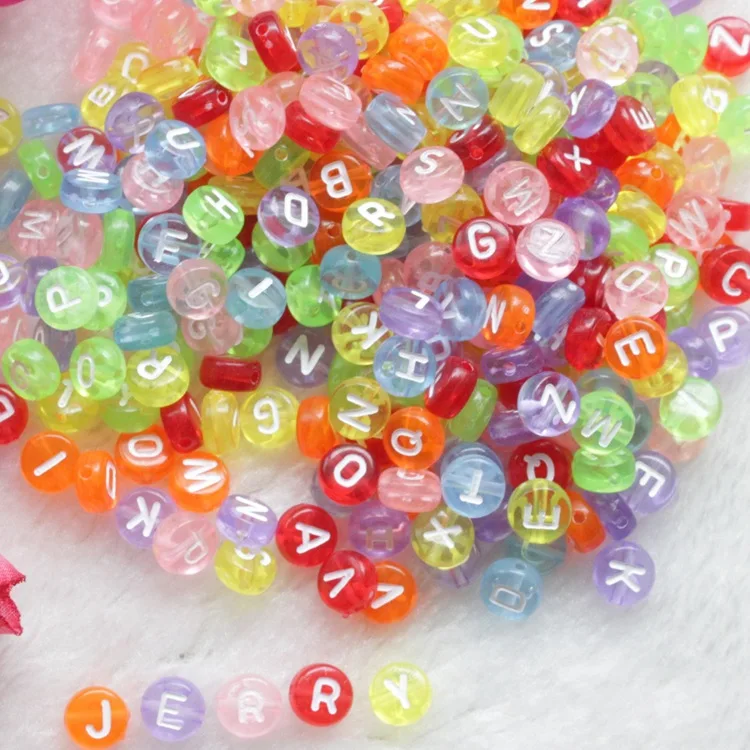 Acrylic Alphabet Letter Beads with 1 Roll of Crystal String Cord Beads DIY Bracelets Key Chains Necklaces Other Jewelry Making