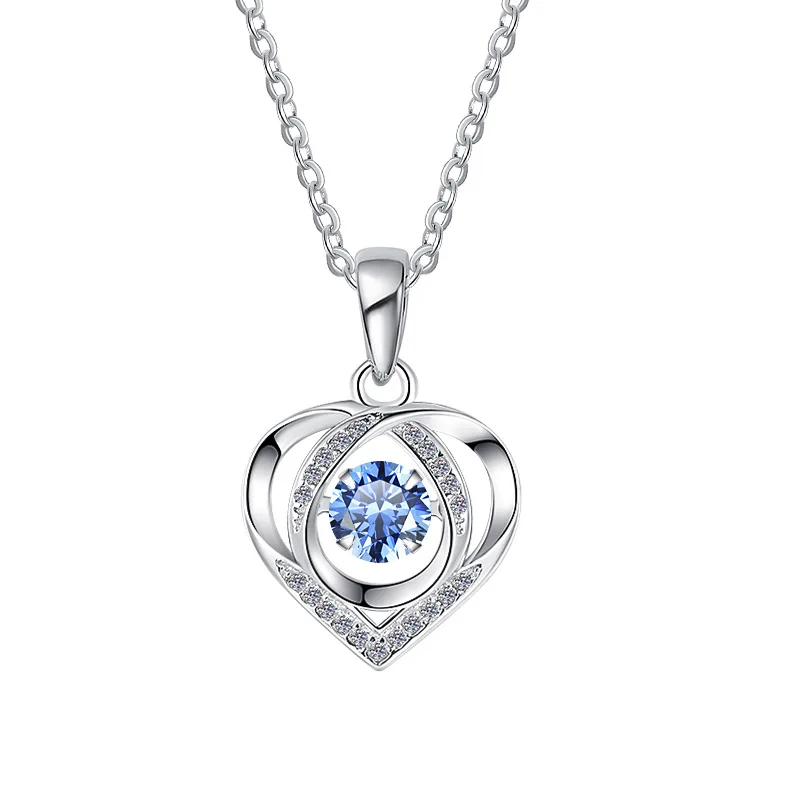 Heart & Soul S925 Sterling Silver Moissanite Necklace High-Grade Sensation Network Red Heart & Cross-Border Manufacturers Gift