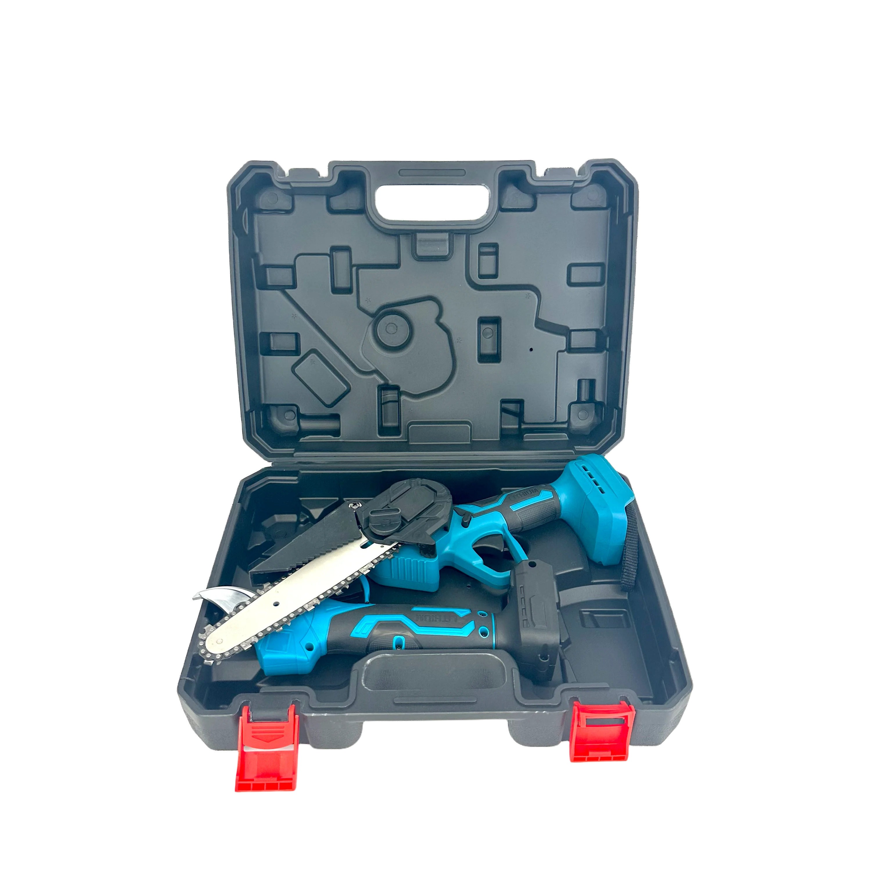 BOLIU OEM Cordless 20V Glue Shears and Mini Chain Saw Combo for Garden Use with Plastic Box Packaging