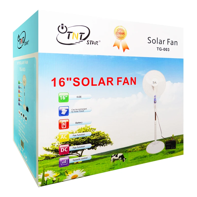 TNTSTAR TG-003 whole sell 16 inch Solar Powered Solar Fan 12V DC Stand