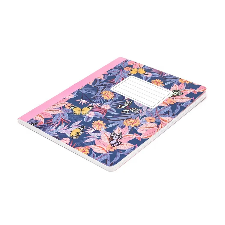 Fashionable Beautiful Floral Pattern Sturdy Cover 80GSM Paper 140 Pages A4 Binder Composition Notebooks Stationary