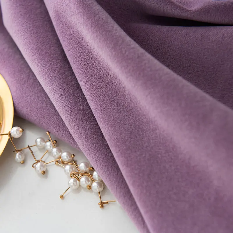 Fashion Modern American Style Stock Already Made Blackout Fabric Cardamom Purple Crushed Velvet Window Curtains For Living Room