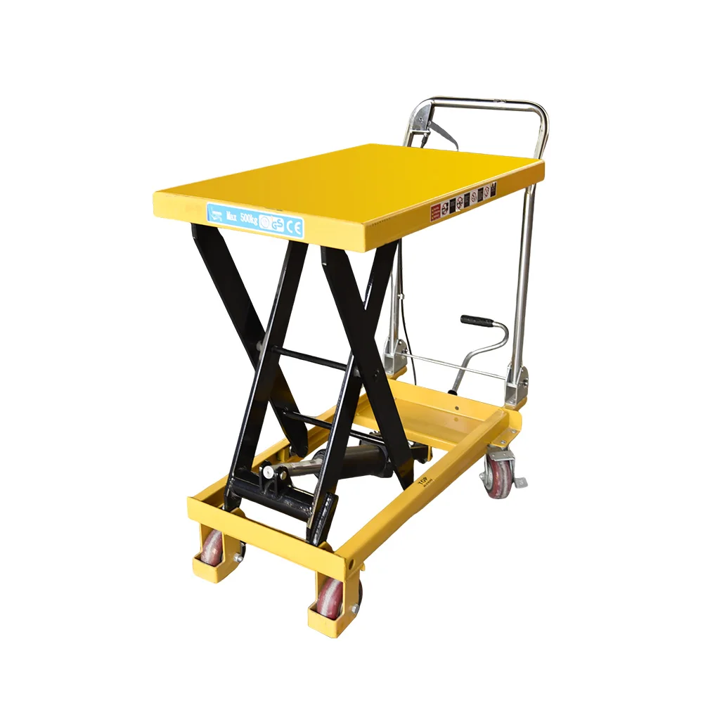 Small Simple Hydraulic Lifting Platform Car Shear Fork Foot Lift Warehouse Moving Loading and Unloading Carts