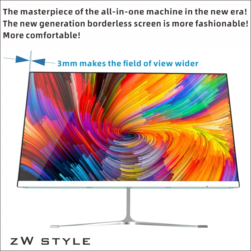 ZW-DVD 1920*1080p Frameless core i3 i5 i7 Monoblock all-in-one Pc Office Home desktop Computer Game console