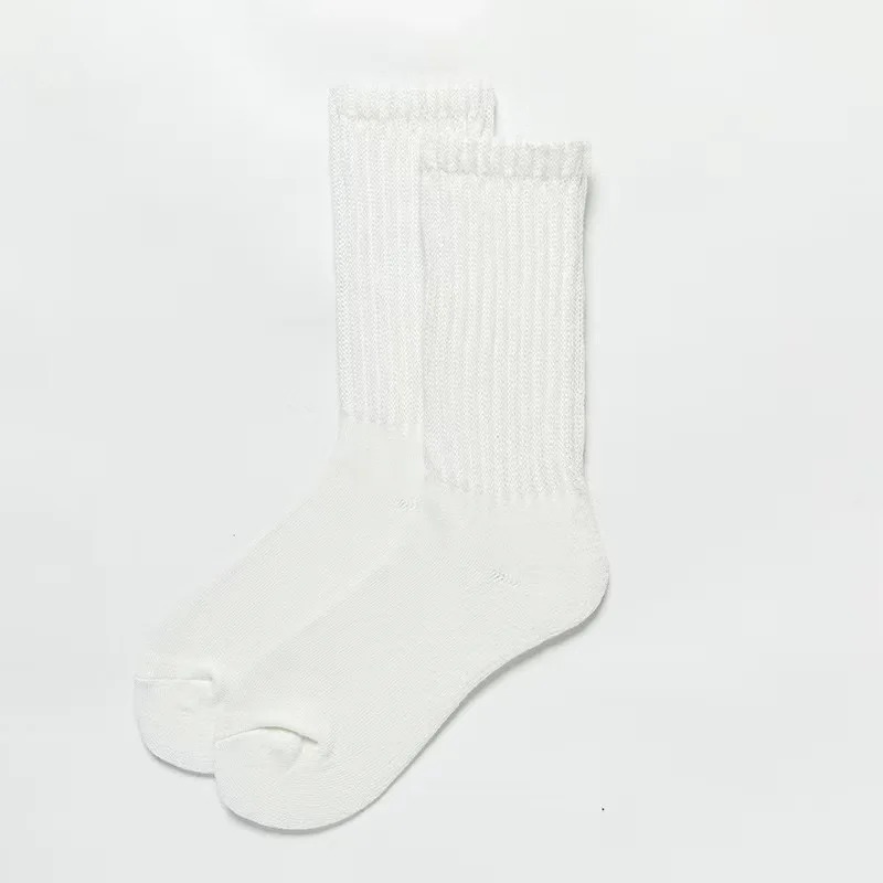 Autumn Winter Knitted Long Socks Women Girls Casual Loose Crochet Middle Tube Lolita Sox Cotton Solid Boot Cuffs Ruffles Socks