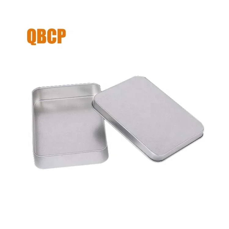 2 pieces rectangular small metal tin box with hinge and window