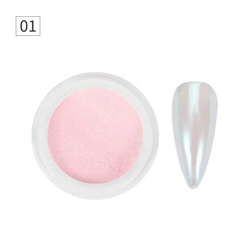 3D Nude Color Mirror Nail Neon Effect Powder Mermaid Aurora Chrome Metal Pigment Ice Transparent Powder Nail Art Decorations