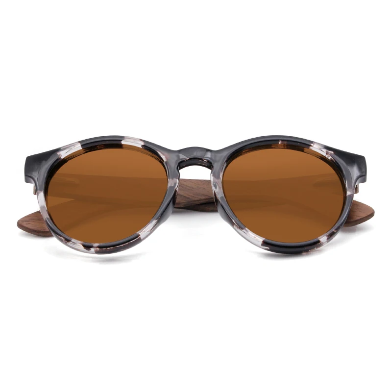 Солнцезащитные очки унисекс в круглой деревянной оправе поляризационные солнцезащитные из бамбука Модные Винтажные
