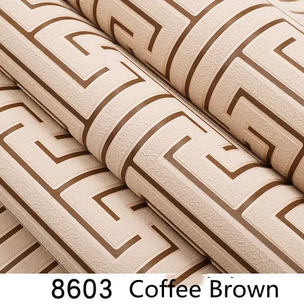 Modern Chinese Deerskin Velvet Wallpaper For Living Room 3D Back Character Gridn On-woven Thickening Wallpaper