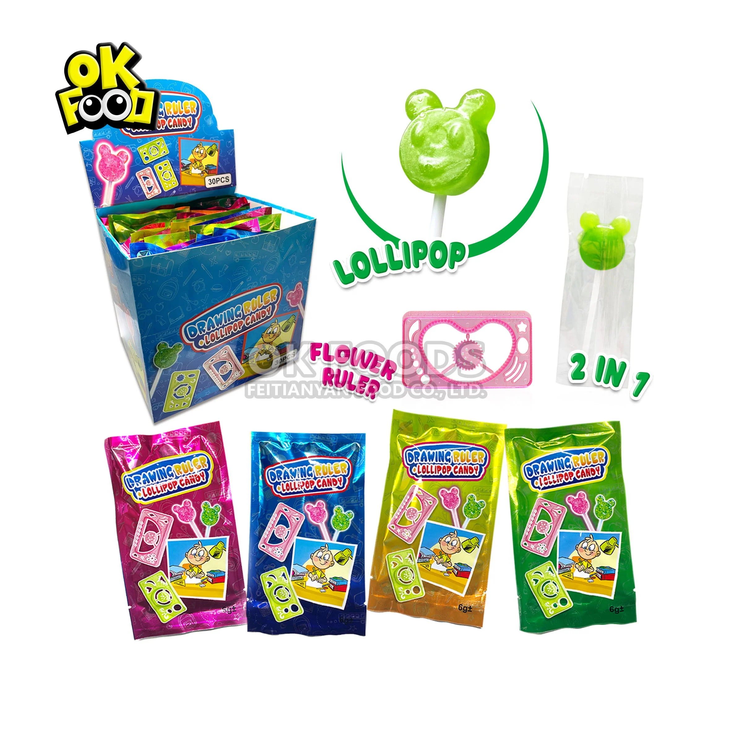 2021 High quality boxed 2 in 1 lollipop plus flower ruler No.802