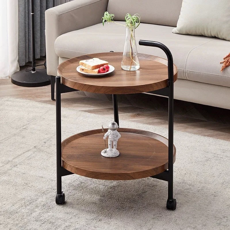Movable trolley with wheels home sofa side table side cabinet coffee table metal simple bedroom furniture bedside shelves