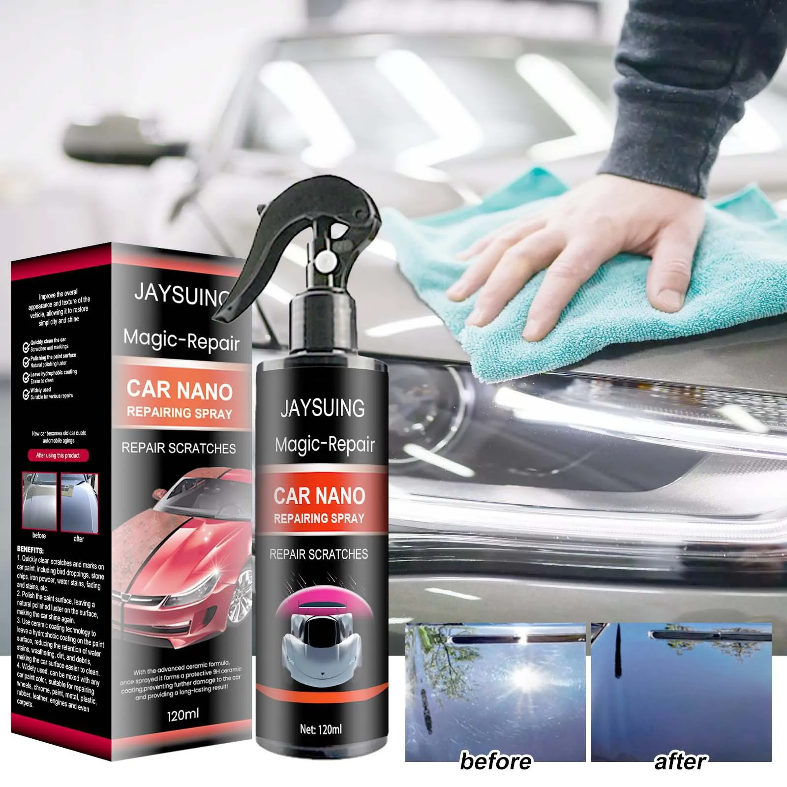 Jaysuing Auto Coating Spray Super hydrophobic coating repair car paint scratches water stains dust polishing