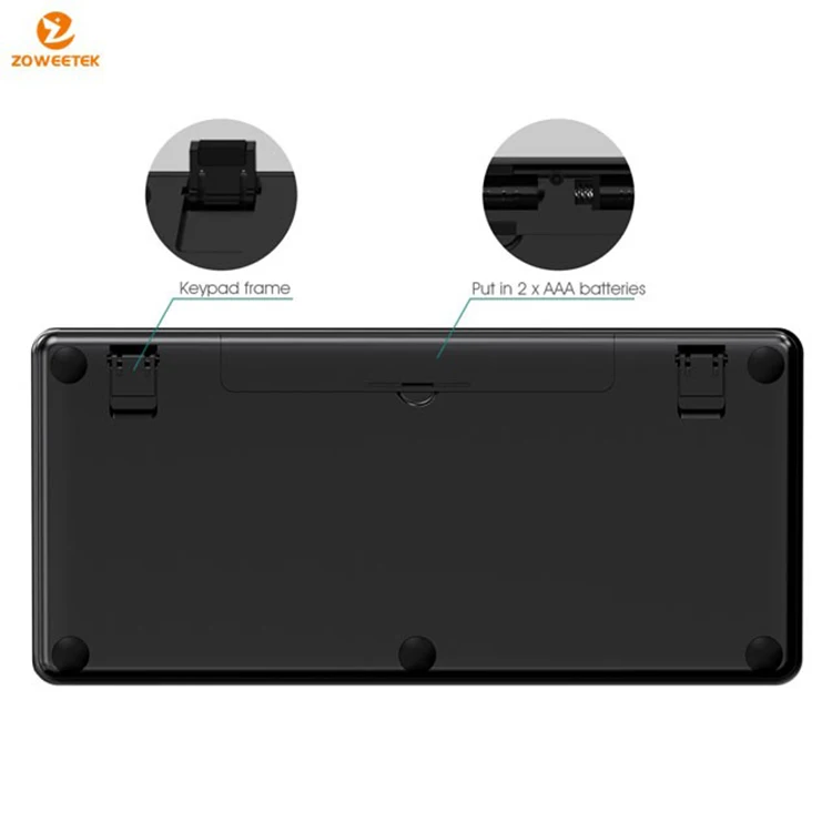 Zoweetek ZW-K09+ Portable Wireless Keyboard with 3 wireless Channel for MacBook/iPad/Tablet/PC/Laptop/Smart TV