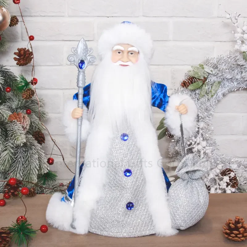 SOTE Exclusive Design Russian Ded Moroz Classical Blue Electric with Russian New Year Music Animated Toy Grandfather Character