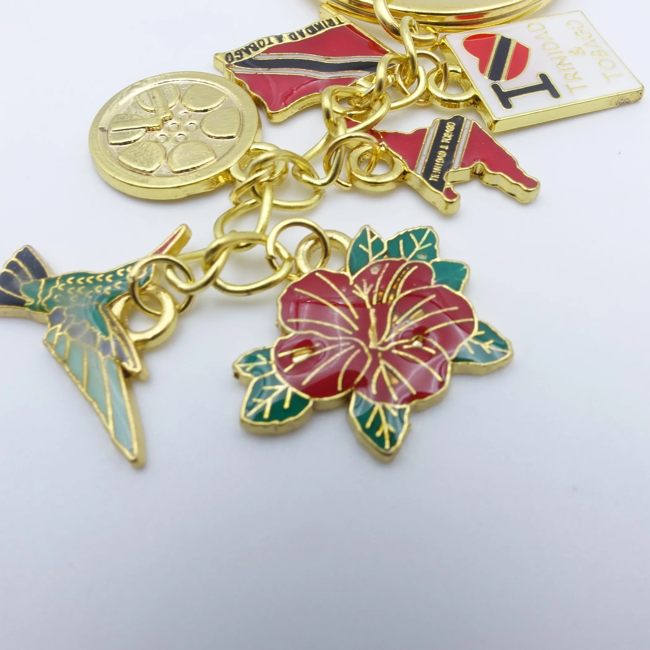 Custom Metal Raju Babani flower model plated gold key ring travel souvenir car pendant