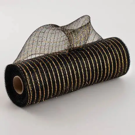 10Inch by 30Feet Decor Mesh Ribbon with Metallic Foil Poly Decor Mesh Wreath Supplies Ribbon Mesh Roll for Craft