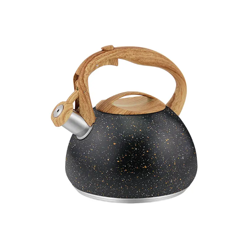 Goldensea 3L household gas induction  teapot 304 201 stainless steel hand painted tea whistling kettle with nylon handle