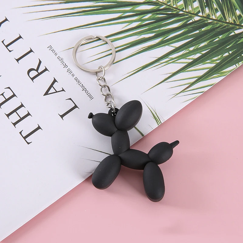 Cartoon Bag Key Charms Key Ring Women Men Cute Mini 3D PVC Balloon Animal Dog Keychain Accessories For Gift