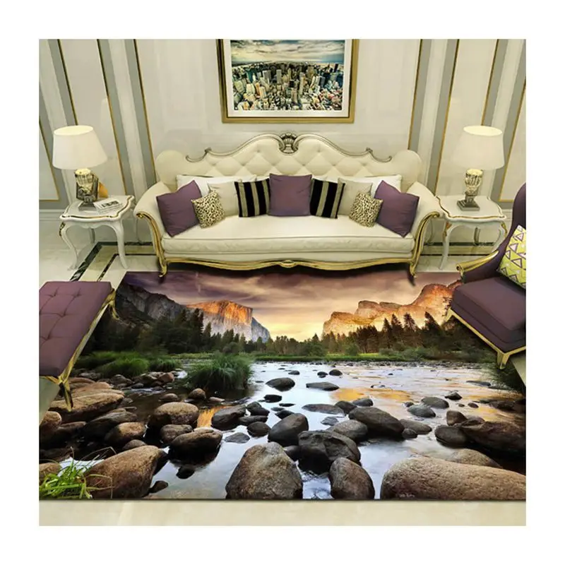 Home Decoration Living Room Luxury Large Carpet 3D Forest Natural Landscape Floor Mat Non-Slip Bedroom Bedside Table Area Carpet