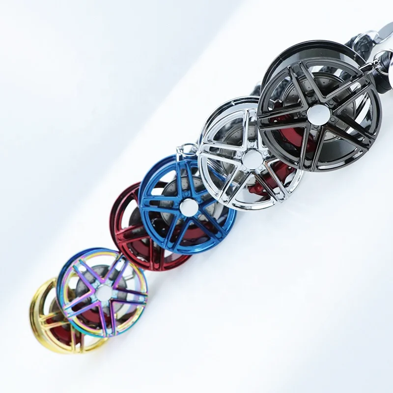 
45mmHigh quality car wheel keychain rearview mirror hanging 6 color modified wheel car keychain modified car accessories 