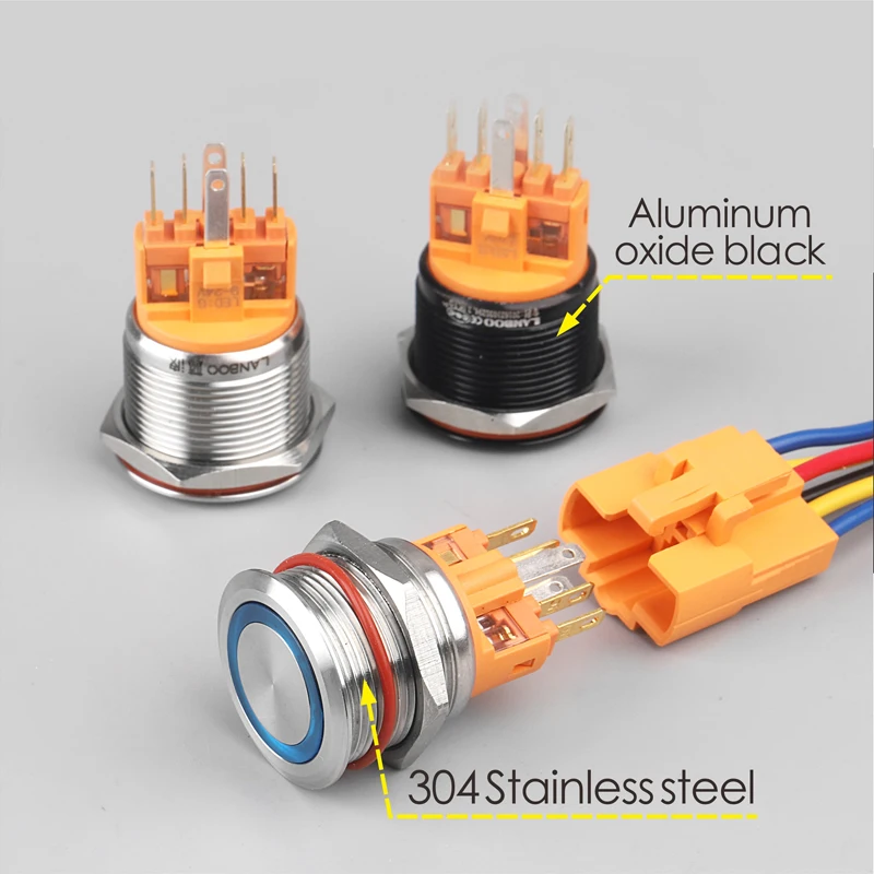 LANBOO 22B Series Push Button Switch For Kitchen Hood With Plat Without LED  high current 7A